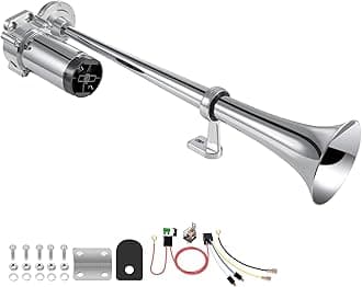 Air Horn for Truck Boats Car, 12V 150db Super Loud Train Horns Kit with 120 PSI Air Compressor Single Trumpet Air Horn Loud for SUV Train Loud Air Horn