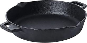 Meyer Pre Seasoned Cast Iron Skillet | Fry Pan | Iron Pan | Cast Iron Cookware| Cast Iron Frying Pan with 2 Side Handles | Gas and Induction Compatible, 26cm/ 2 litres, Black