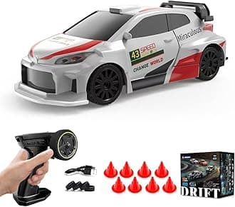 1/43 Scale Mini Drift Cars, Electric Full Proportional 2.4G Remote Control Racing Drift Car Model with Lights Kit, 15KM/H High Speed Vehicle Gift for Adults
