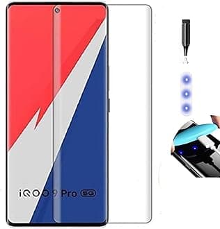 NISHTECH Advanced HD+ Curved UV Tempered Glass Screen Protector Designed for iQOO 9 Pro 5G || Full Screen Coverage with Easy Installation Kit (Anti-Scratch)
