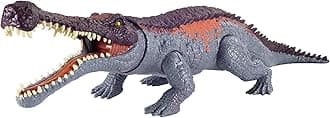 Mattel Jurassic World Toys Massive Biters Dinosaur Larger-Sized Sarcosuchus Figure With Tail-Activated Strike & Chomping Action, Movable Joints, Authentic Detail; Ages 4 & Up