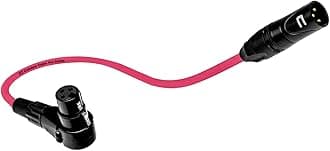 Balanced XLR Cable Male to Right Angle Female - 75 Feet Pink - Pro 3-Pin Microphone Connector for Powered Speakers, Audio Interface or Mixer for Live Performance & Recording
