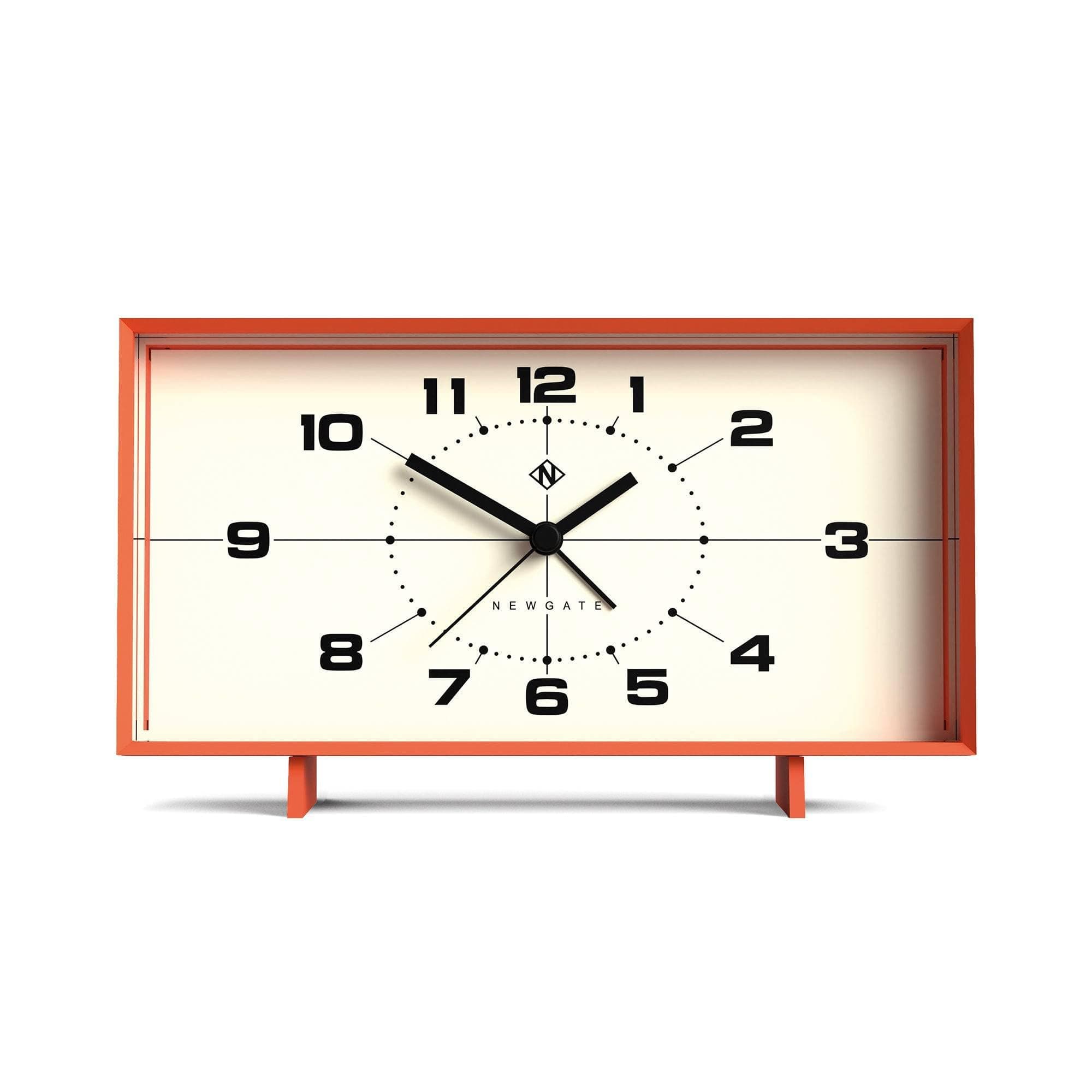 Wideboy Alarm Clock | Rectangular Retro Design | Pumpkin Orange | Mid-Century dial | Ideal for Bedside, Desk, Mantel or Shelf | Retro Bedroom & Office Accessory