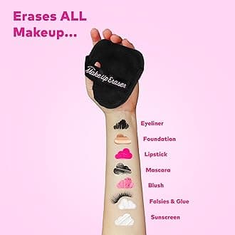 Makeup Eraser The Original, 7-Day Set, All With Just Water, Including Waterproof Mascara, Eyeliner, Foundation, Lipstick, Sunscreen, and More! Chic Black, 7ct.