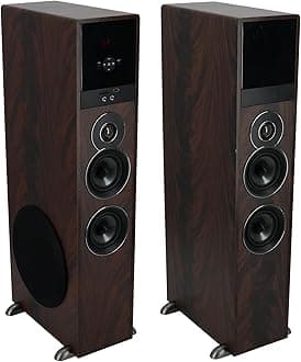 Rockville TM80D Powered Home Theater Tower Speaker System, Dark Wood, 800W, 8" Subwoofers, Bluetooth, USB/SD Playback, FM Radio, Remote Control, Karaoke Ready, Perfect for Home Entertainment