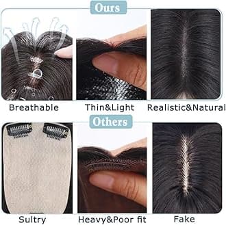 Hair Toppers for Women with Thinning Hair Remy Toppers Hair Pieces for Women Human Hair clip on 100% Human Hair Toppers (hui)