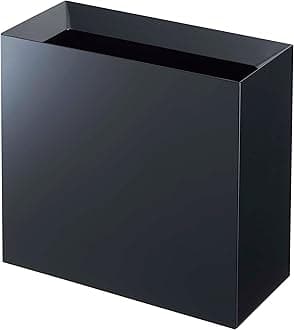 Yamazaki 4495 Trash Can, Wide, Black, Approx. W 14.2 x D 6.3 x H 13.0 inches (36 x 16 x 33 cm), Tower Tower Trash Can Square