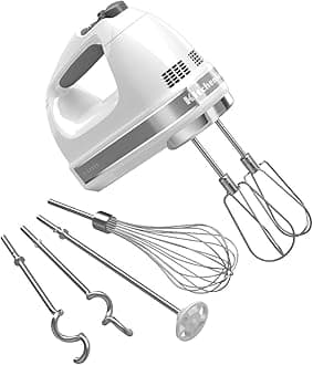 KitchenAid9-Speed Digital Hand Mixer with Turbo Beater II Accessories and Pro Whisk - White