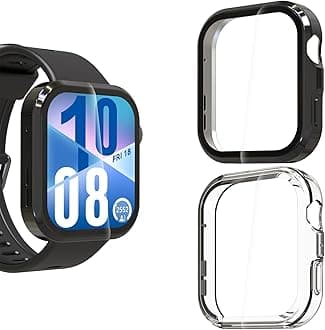 2 PCS Screen Protectors Compatible with Huawei Watch Fit 4, Full Protective Ultra Slim Soft TPU Case Cover Compatible with Huawei Watch Fit 4(Black, Clear)