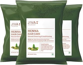 Jiva Henna Hair Care Powder 200 g | 100% Pure & Natural | Cleans & Nourishes Hair & Roots And Provides Natural Color & Shine | Helps With Dandruff, Itchy Scalp, & Frizzy Hair (Pack Of 3)