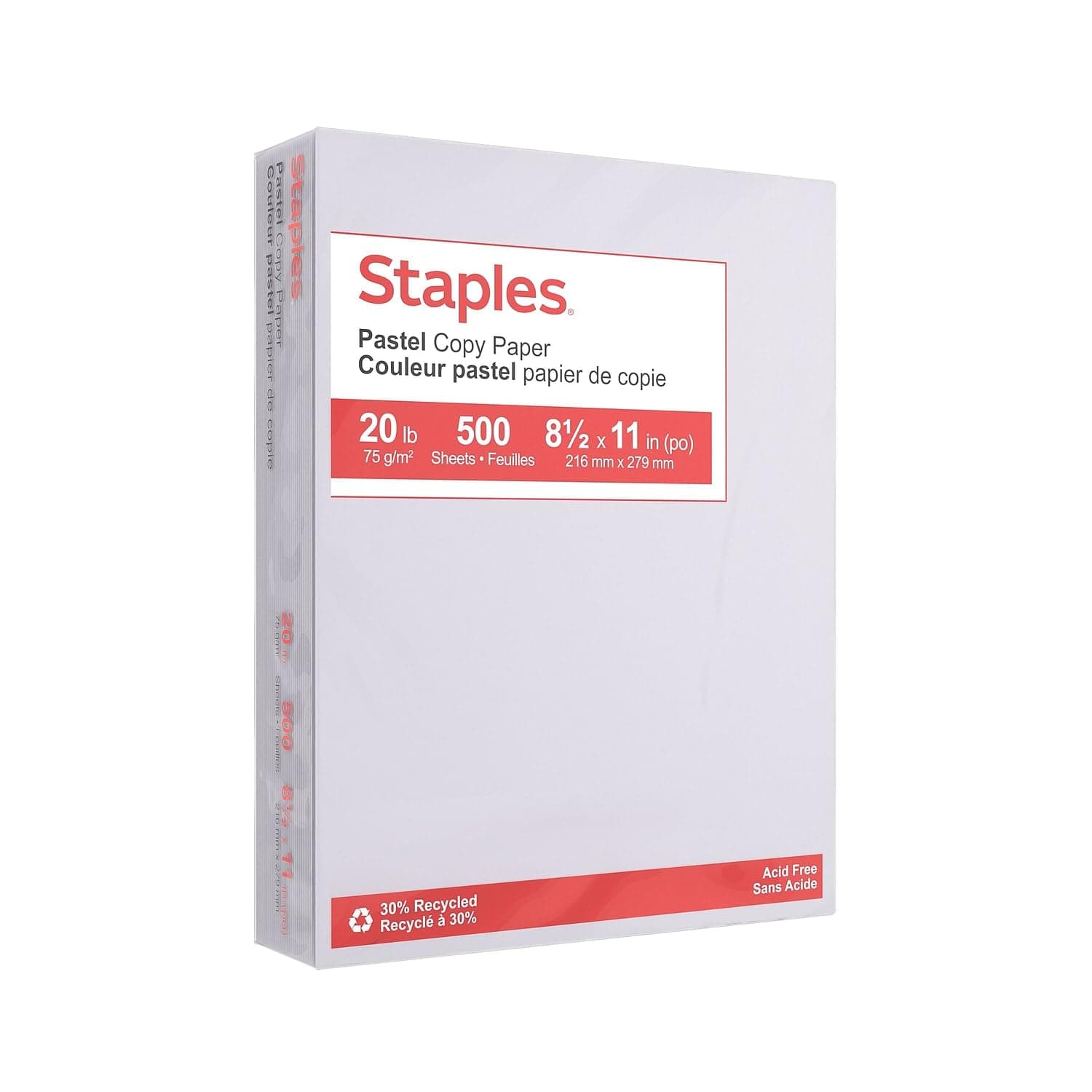 Staples 30% Recycled Color Copy Paper, 20 lbs., 8.5" x 11", Gray, 500/Ream, For Office, School & Home