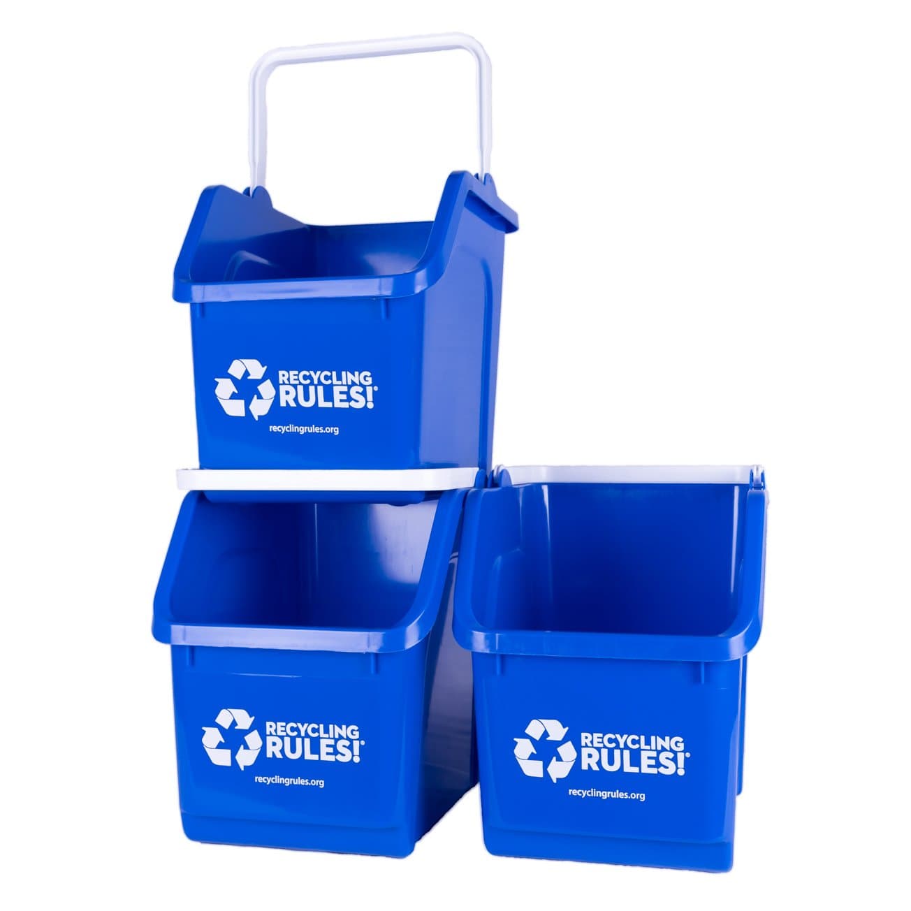 Blue Stackable Recycling Bin Container with Handle 6 Gallon - Bins by Recycling Rules!