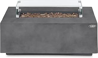 Tower T978528 Magna Rectangular Outdoor Gas Fire Pit, Durable Moisture Resistant Magnesium Oxide Construction, Smokeless Flame, Safety Guard and Automatic Shut-off, Weatherproof Cover Included, Grey