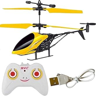 RC Helicopter With Hand Gravity Sensor, Flying Remote Control Helicopter Toy, Charging Helicopter With 3D Light & Safety Sensor For Kids Age 4+ Years I Pack Of 1 Heli (Style 1), Yellow