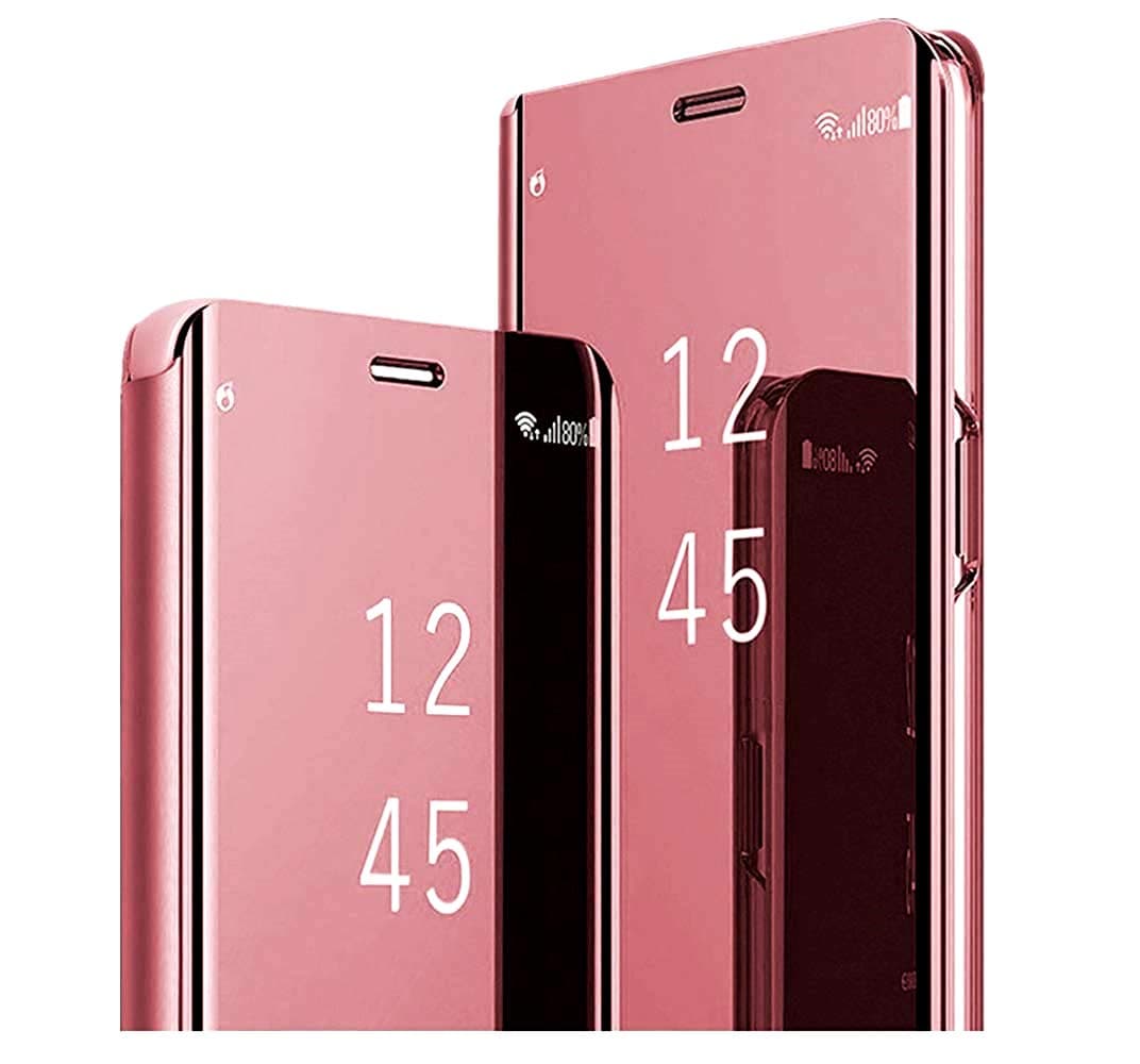 wonfurd Samsung Galaxy Note 9 Clear View case,PC Hard Shell Shock-Absorption Anti-Scratch Case, Mirror Makeup Case for Samsung Galaxy Note 9 (Pink)