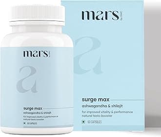 - Mars Surgemax Natural Capsules with Shilajit & Safed Musli | Supports Energy, Strength & Immunity | for Active Lifestyle | 60 Capsules | Pack of 1