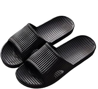 Bathroom Shower Anti-slip Lightweight Slipper for Men and Women, Black, 38/39 EU