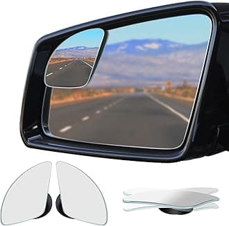 Ampper Fan Shaped Blind Spot Mirror, Frameless HD Glass Convex Wide Angle Stick on Blindspot Mirror Rearview Car Mirror for Car SUV and Truck (Large, Pack of 2)