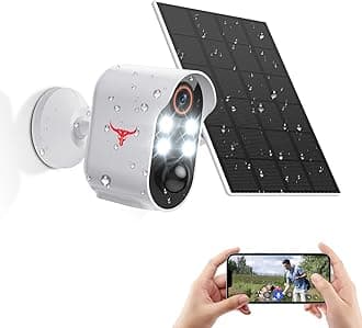 1080p Solar Security Camera Wireless, Smart AI Human Detection, 2-Way Audio, Color Night Vision, Cloud Storage, 2.4G WiFi, Indoor/Outdoor Surveillance Bullet Cam(4 Spotlights+Solar Panel)