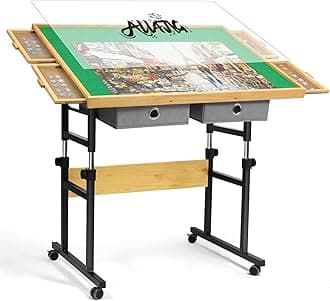 ALL4JIG 1500 Piece Adjustable Jigsaw Puzzle Table for Adults, 35.4"x26.4" Multi-Functional Puzzle Board with 4+2 Drawers & Protective Cover, 45-Degree Any-Angle Tilt for Work, Exercise & Leisure