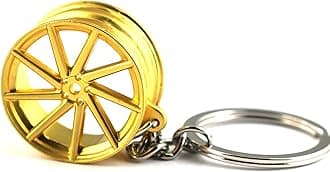 maycom Creative Hot Auto Part Model Wheel Rim Tyre Keychain Keyring Key Chain Ring Keyfob (Golden)
