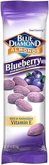 Blue Diamond Almonds, Blueberry Flavored Snack Nuts, Single Serve Bags (1.5 Oz. Tubes, Pack of 12)
