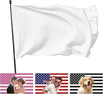 Custom Flag 3x5 FT Design Your Own Logo/Image/Text Double Sided Customize Banner Personalized Business Activities Decoration Outdoor Advertising Flags, Pure white