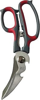 Haus Alchemy Heavy-Duty Kitchen Scissors 5-in-1 Multipurpose Shears for Chicken, Fish, Meat, Vegetables, Bones, Flowers, Nuts, Herbs, and BBQ - Sharp 2CR14 Stainless Steel Blades - Big Size (Grey-Red)