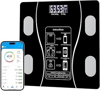 Intelligent Body Fat Scale, a Simple and Practical Digital Scale That can be Connected to a Mobile Digital Bathroom Scale to Display BMI, Body Fat, Muscle Mass, and Durable Weight Scale (Black)