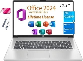 HP 2025 Premium 17 Laptop, Lifetime Office 2024, 17.3” HD+ Display, Intel Core i3-N305 Processor,16GB RAM, 1TB PCIe SSD, Wi-Fi 6, HDMI, Webcam, Windows 11 Pro, Silver
