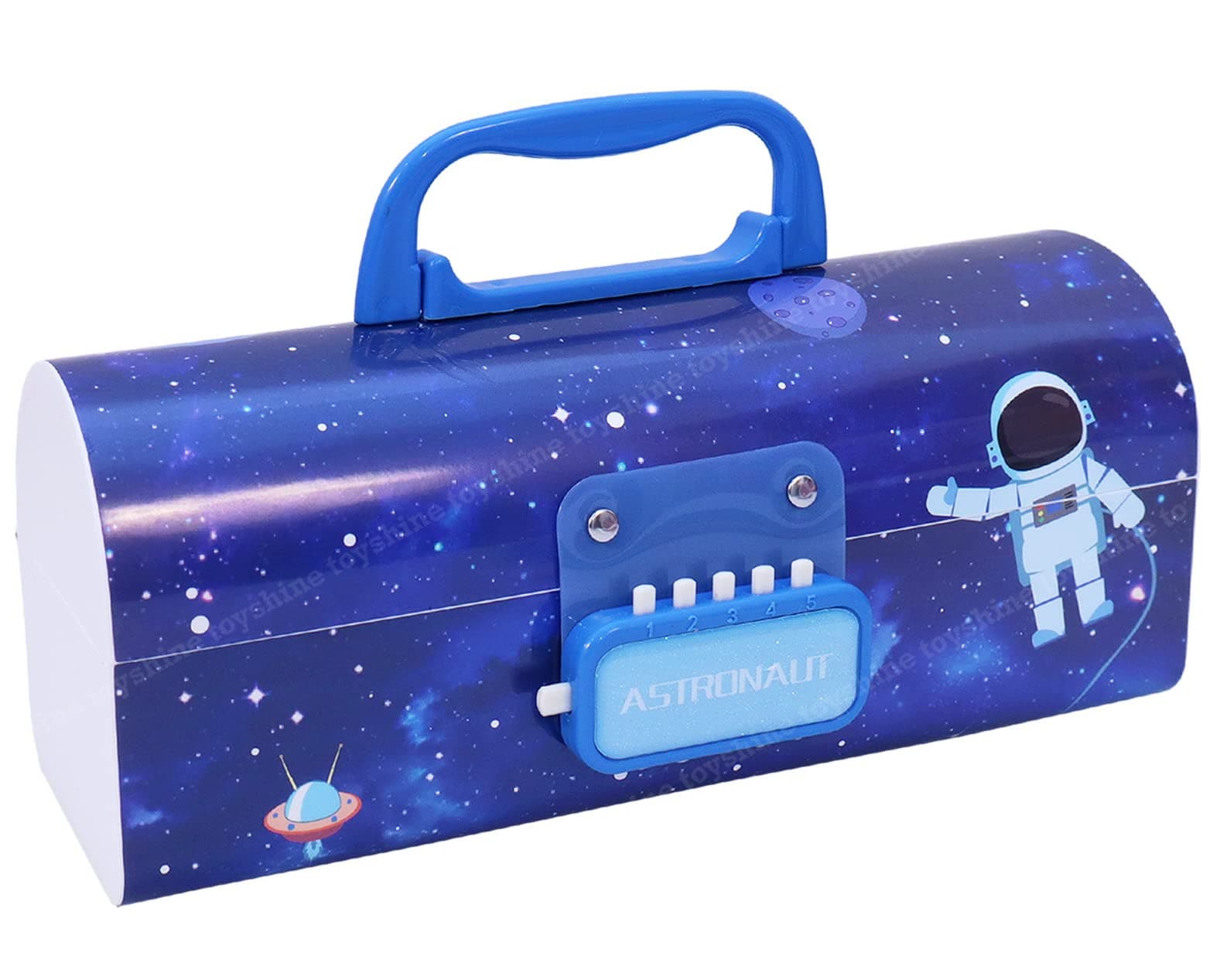 Toyshine Pencil Box with Code Lock Pen Case Large Capacity Multi-Layer Multi-Function Storage Bag Secret Compartment Pencil Box - Space Blue - Plastic