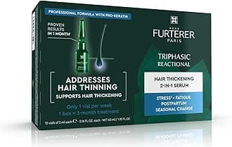 - Rene Furterer Triphasic Reactional Concentrated Serum - Thinning Hair caused by stress, postpartum, seasonal change - Drug-Free - Breastfeeding Safe - Dermatologist tested - 12 ct., 3-Month Supply