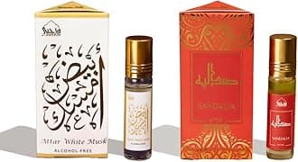White Musk Attar & Sandalia Attar Oil by Dukhni | 2 x 6ml Arabic perfume oils for men and women | 100% pure musky ittar roll on perfume, chandan, sandal, sandalwood oil alcohol free | Umrah hampers