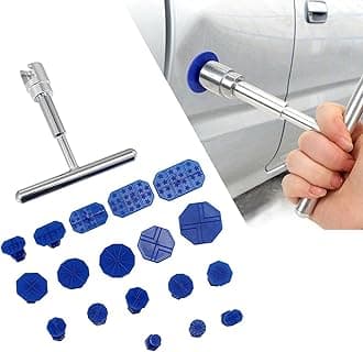 19 PCS Car Dent Puller Kit, Car Body Dent Removal Pulling Tabs with Pro Slide Hammer, Paintless Repair Remove Tools Set, Universal for Most Cars Trucks SUV (Multicolor)
