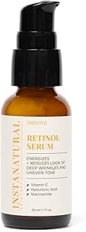 Retinol Serum - Anti Wrinkle Anti Aging Facial Serum - Helps Reduce Appearance of Puffiness, Wrinkles, Crows Feet & Fine Lines - with Vitamin C & Hyaluronic Acid - InstaNatural - 1 oz