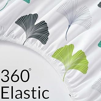 HOMEMONDE 100% Cotton Fitted Bed Sheet for King Size Bed, Ginkgo Leaf Printed All Around Elastic Bedsheet (78 x 78 Inch) with 2 Pillow Cover | Perfect for Home Decor & Gifting