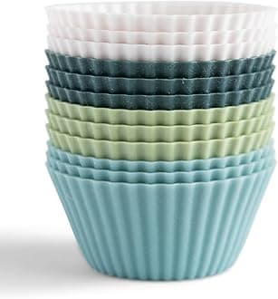 The Silicone Kitchen Reusable Silicone Baking Cups - Non-Toxic, BPA Free, Dishwasher Safe ((White, Navy, Sage Green, Dusty Blue), Standard)