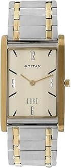 - Titan Edge Quartz Analog Champagne Dial Stainless Steel Strap Watch for Men-NS1043BM01