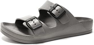 Men's Comfort Slides Double Buckle Adjustable EVA Flat Sandals