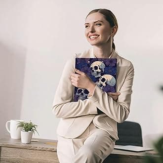 A4 Size Clipboard with Hanging Hook and Low Profile Clip, Plastic Nurse Clipboard Writing Drawing Board with Double-Side Dark Purple Skull Print for Woman Kids Office School Use