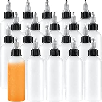 Uyuxxu 20 Pack 4oz Boston Squeeze Bottles, Clear Plastic Dispensing Bottles with Twist Top Cap, for Crafts, Kitchen, Household