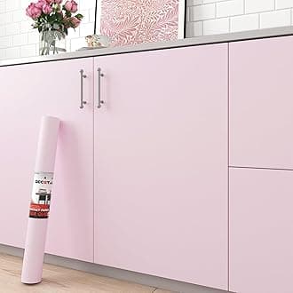 Decotalk Pink Peel and Stick Wallpaper - Pink Wall Paper Removable Pinkish Contact Paper for Cabinets and Drawers 17.7"x200" Pinkish Wallpaper for Bedroom Girls Solid Color Vinyl Wrap, Renter Friendly