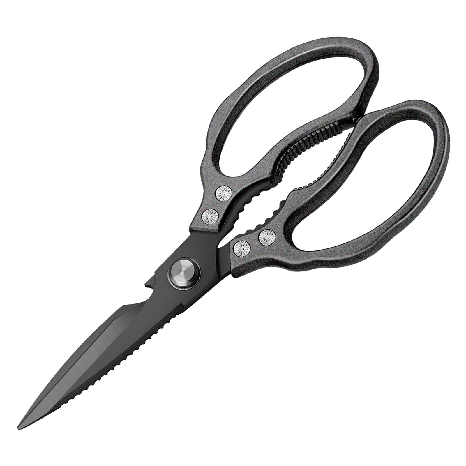 CGBE Kitchen Scissors Heavy Duty, Dishwasher Safe Kitchen Scissors, Multi-Purpose Kitchen Shears for Food, Non Slip Stainless Steel Sharp Cooking Scissors (All Black)