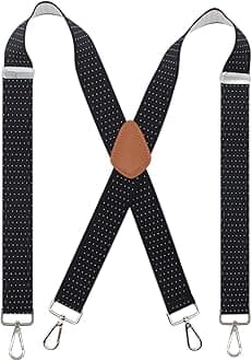 Men’s Heavy Duty X- Back 1.4 Inch Suspenders with 4 Snap Hooks