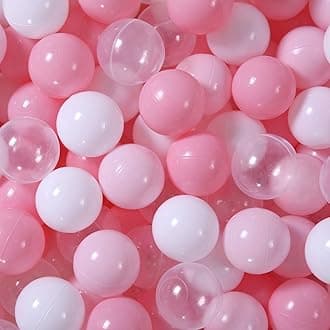 GOGOSO Balls for Pit - Ocean Ball for Toddlers 1-3, Pool With Color Pink Light Pink, White, Transparent and Storage Mesh Bag, 100 Pcs, 2.2 Inch
