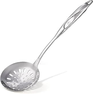 Zulay Kitchen Stainless Steel Slotted Spoon - 14.5” Large Skimmer Frying Spoon for Draining & Serving - Heat-Resistant, Rust-Proof & Dishwasher Safe Kitchen Utensil for Everyday Use