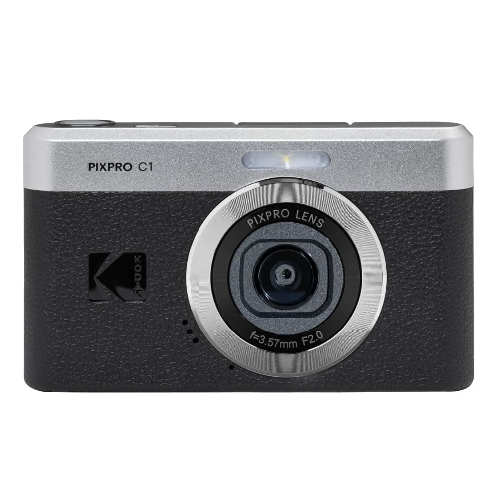 PIXPRO C1 Digital Camera with 13MP Sensor and 4X Optical Zoom - Compact Point and Shoot for Beginners with 180 Degree Flip Screen - 1080P HD Video for Travel and Vlogging - Black
