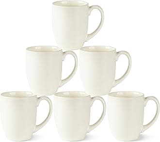 AmorArc 16oz Coffee Mugs Set of 6, Large Ceramic Coffee Mugs for Man, Woman, Dad, Mom, Modern Coffee Mugs with Handle for Tea/Latte/Cappuccino/Cocoa. Dishwasher&Microwave Safe, Light Beige
