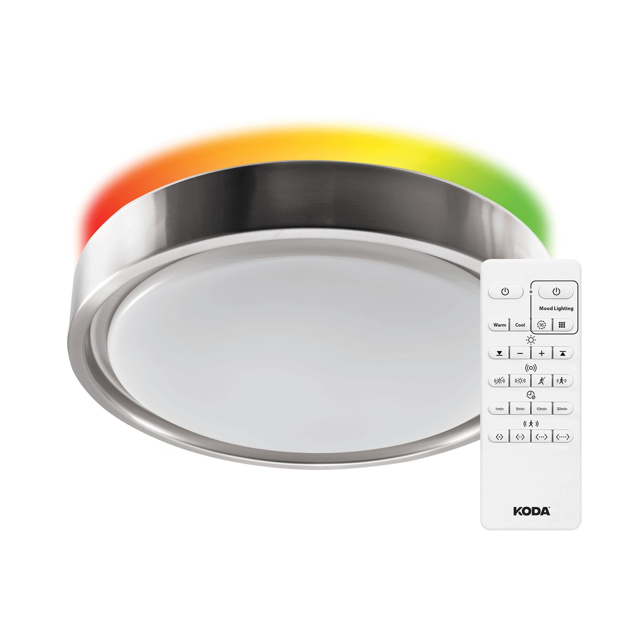 Koda | 14" Motion Sensor LED Ceiling Light, Close to Ceiling Light Fixtures with RGB Mood Lighting Adjustable Warm Light White Light and Remote Control - Bedroom Dining Room Kitchen Garage