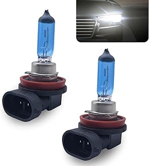 Pack-2 H11 Halogen Bulbs, Car Xenon Light Bulbs, 12V 55W Car High Beam Lights, Automobile Lights Replacement Kit, Universal for Most Cars, SUVs and Vans (White)